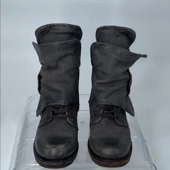 A.S.98 Leather Ankle Boots Gray Buckle Zip Made in Bosnia Size 36 - Picture 2 of 15